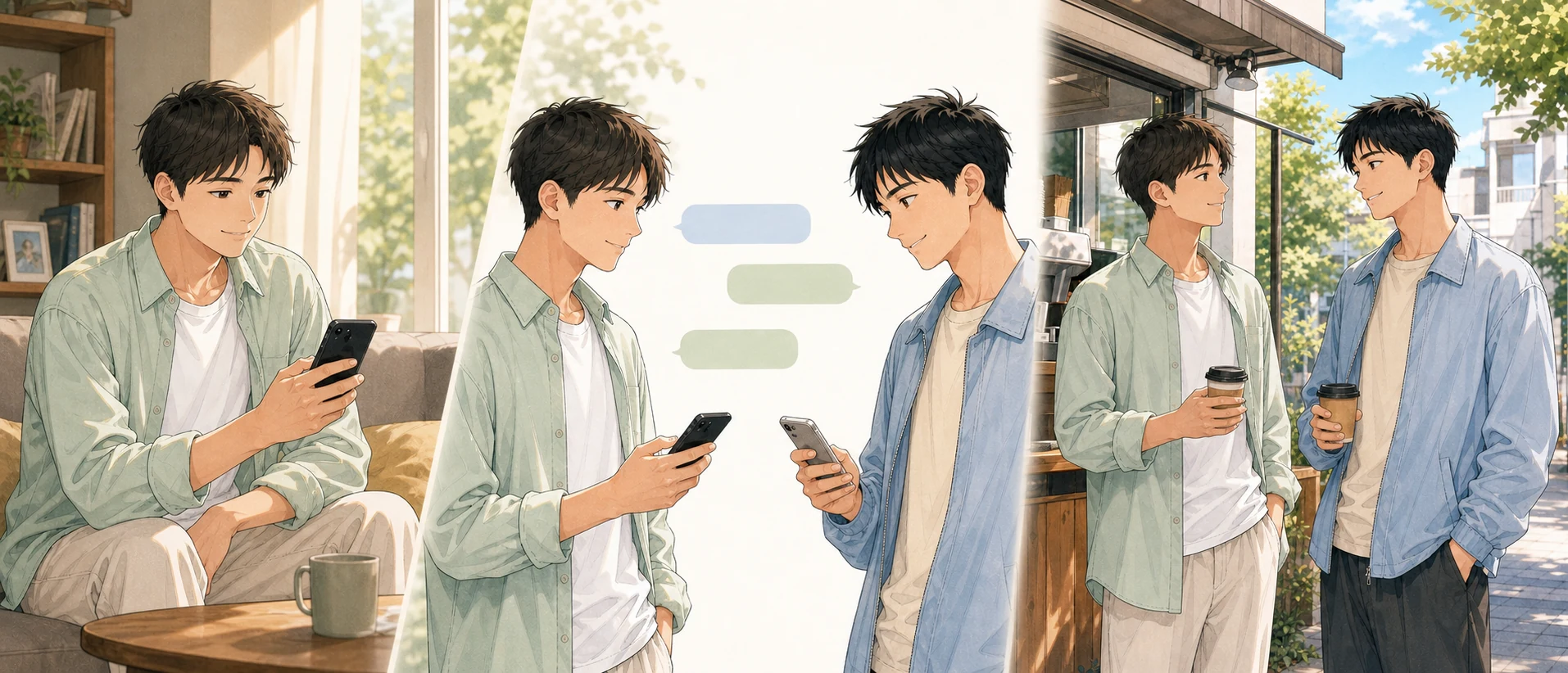 M8ONで相手を見つけ、話し、会うまでの二人